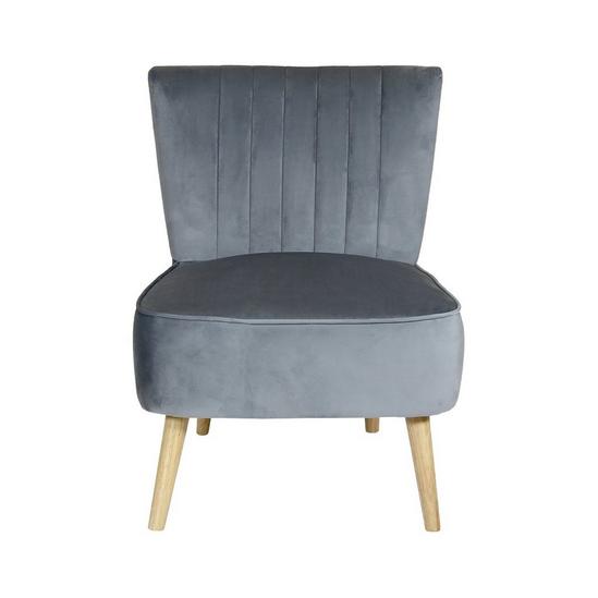 Charles Bentley Velvet Cocktail Occasion Accent Chair Solid Wood Legs Grey 2