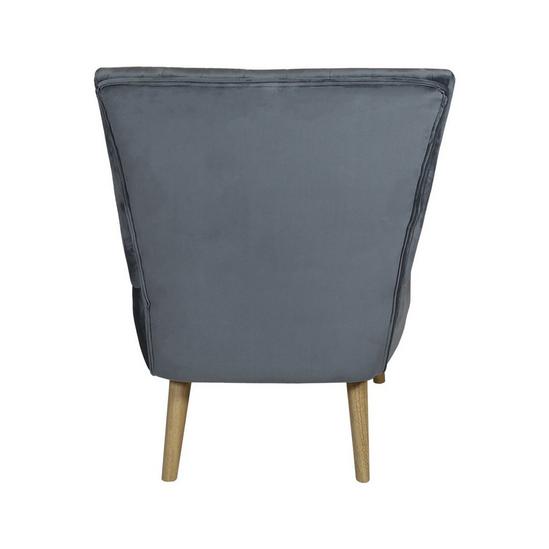 Charles Bentley Velvet Cocktail Occasion Accent Chair Solid Wood Legs Grey 3