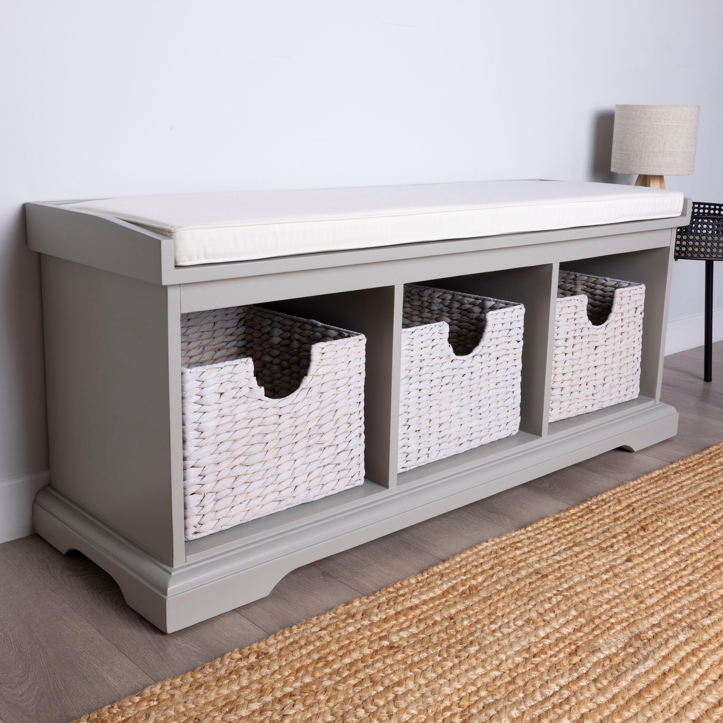 Charnwood Hallway Bench with Three Removable Storage Baskets and Removable Seat