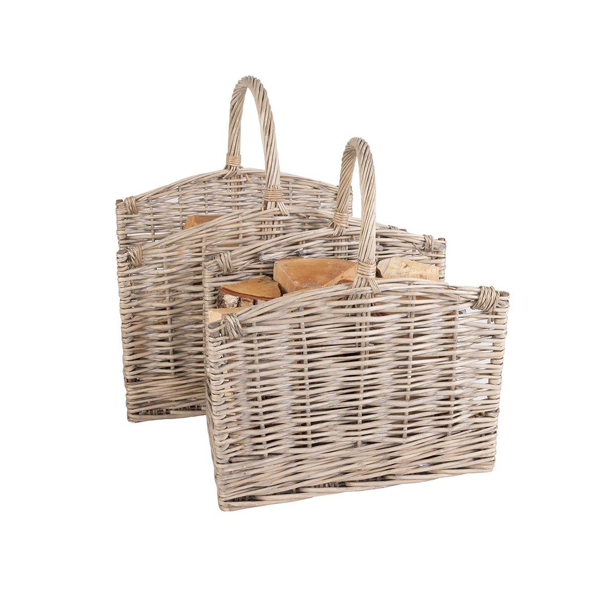 Snug Bamboo Set Of Two Open Ended Wicker Baskets Handmade