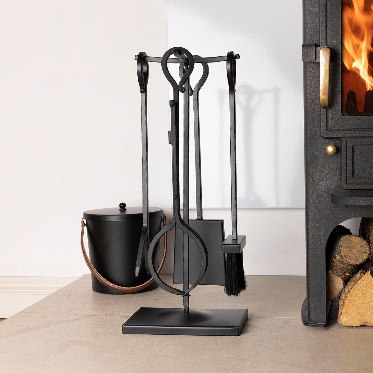 Blackthorn Fireside Companion Set with Poker Tongs Coal Shovel Brush Tool Stand