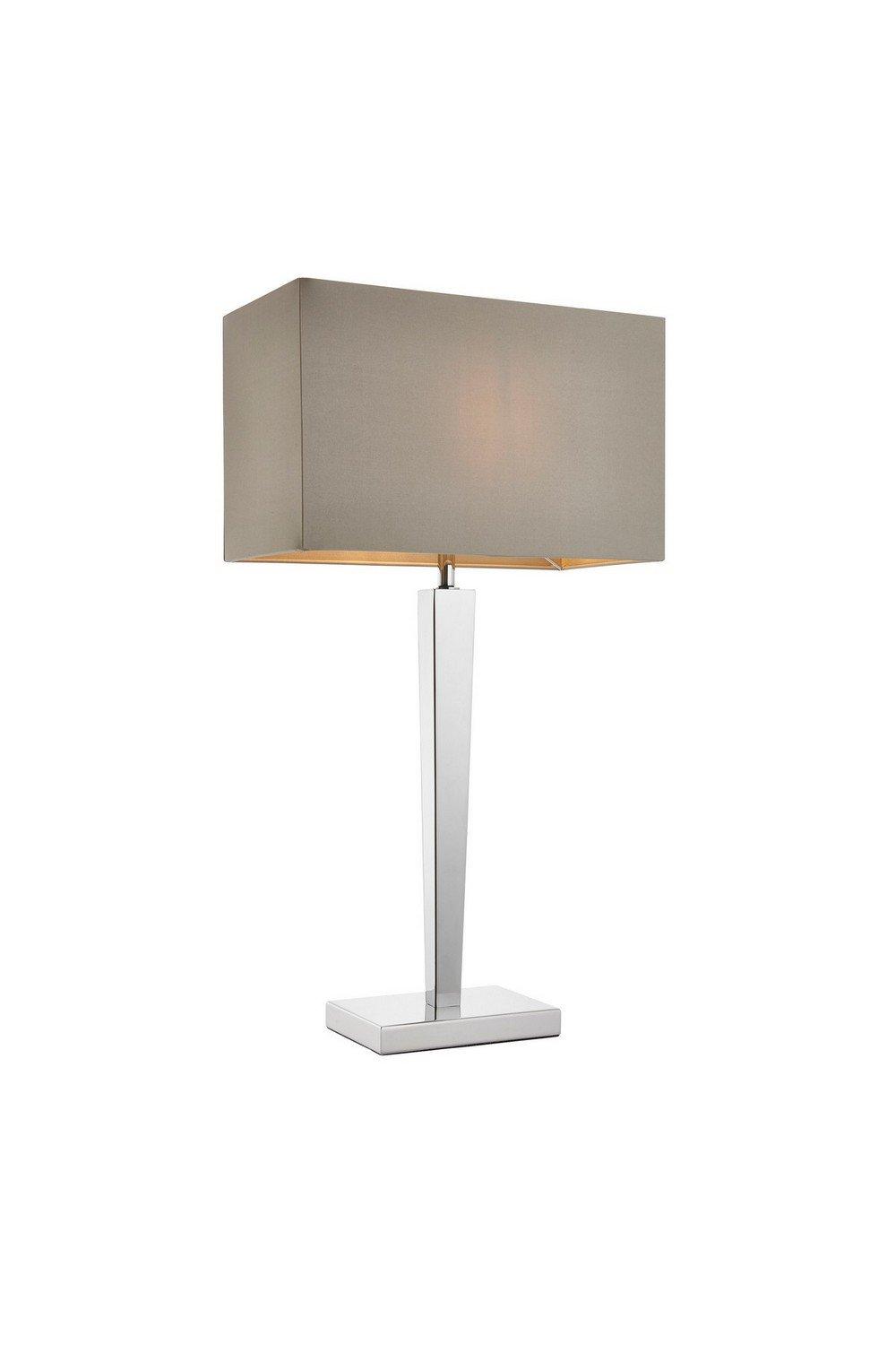 Moreto 1 Light Table Lamp Chrome with Grey Silk Effect Shade B22
