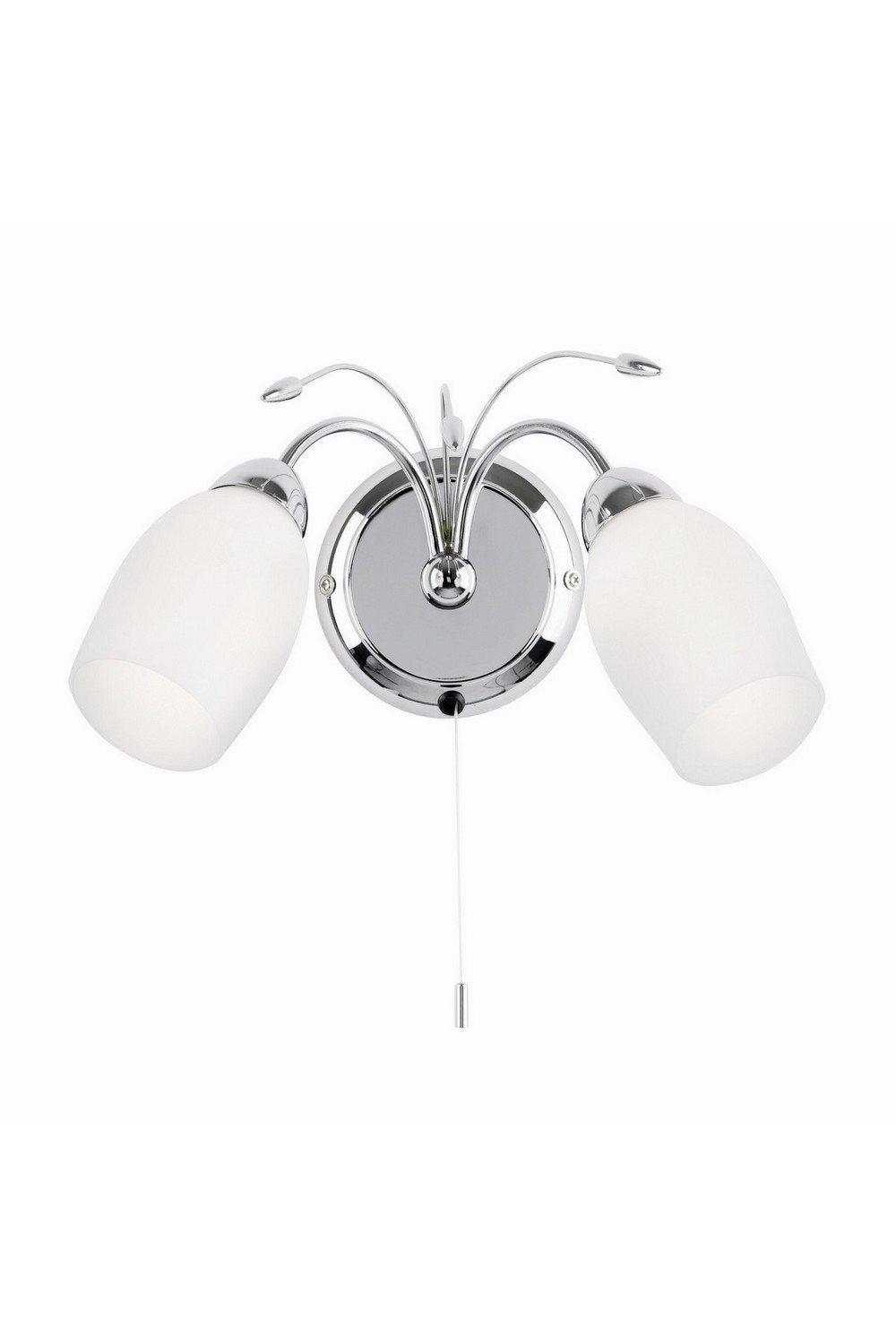 Meadow 2 Light Indoor Wall Light Chrome with White Glass E14