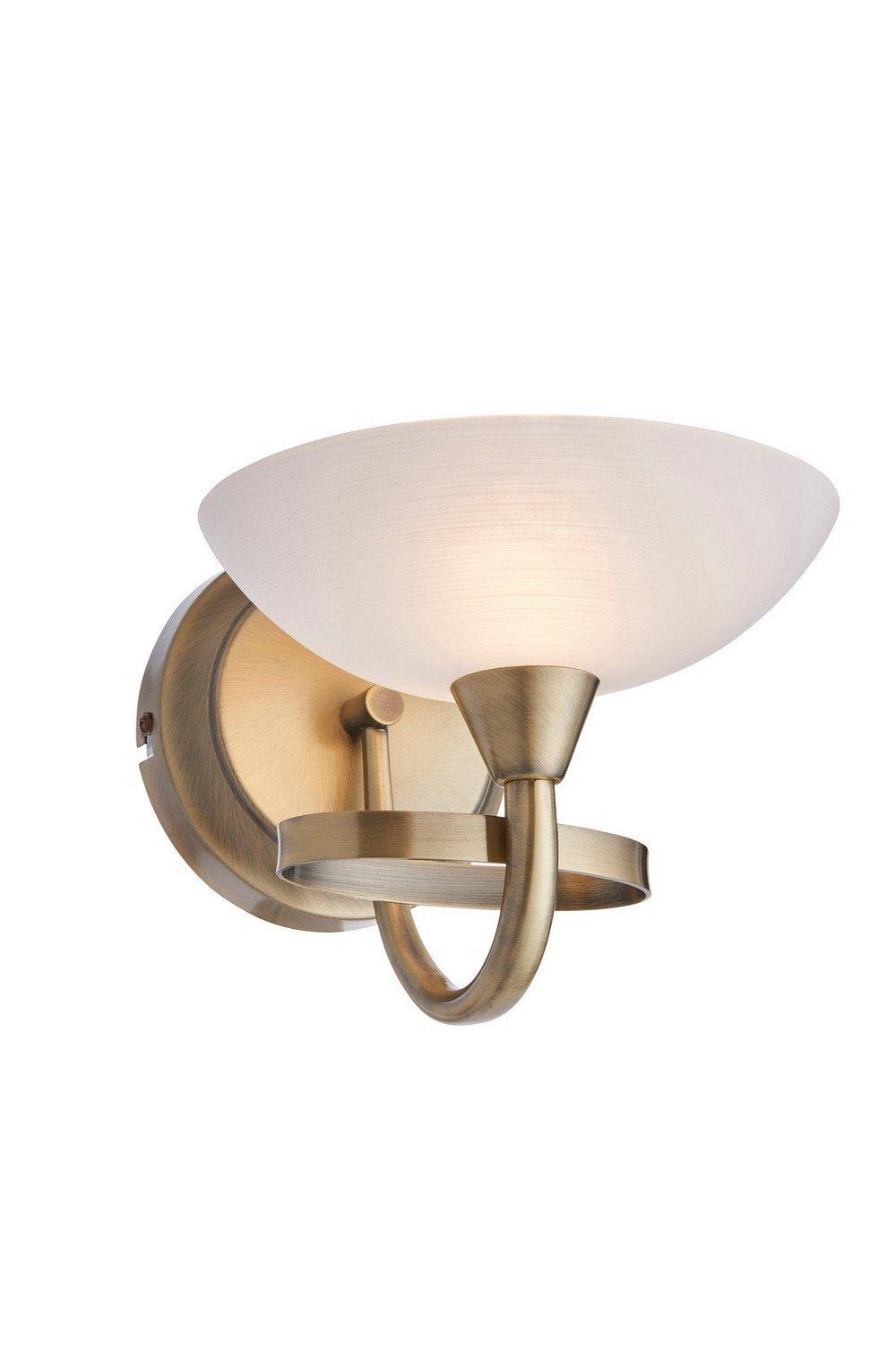 Cagney 1 Light Wall Light Antique Brass with White Glass Shade G9