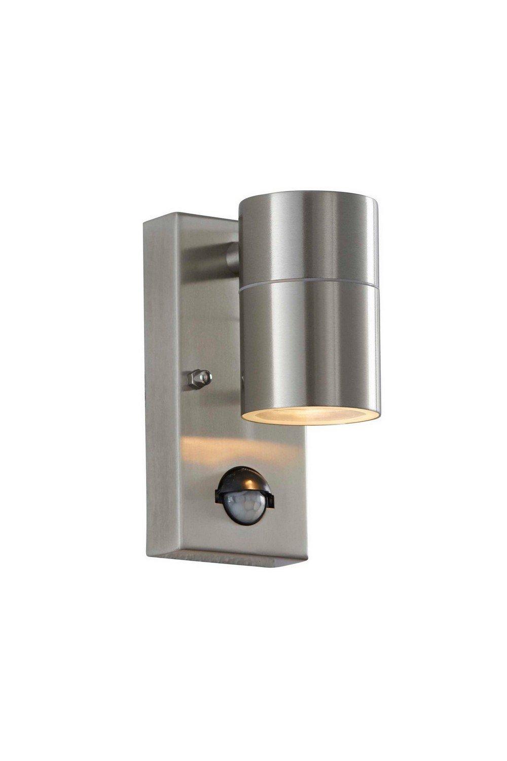 Canon PIR 1 Light Outdoor Wall Light Clear Glass Polished Stainless Steel IP44 GU10