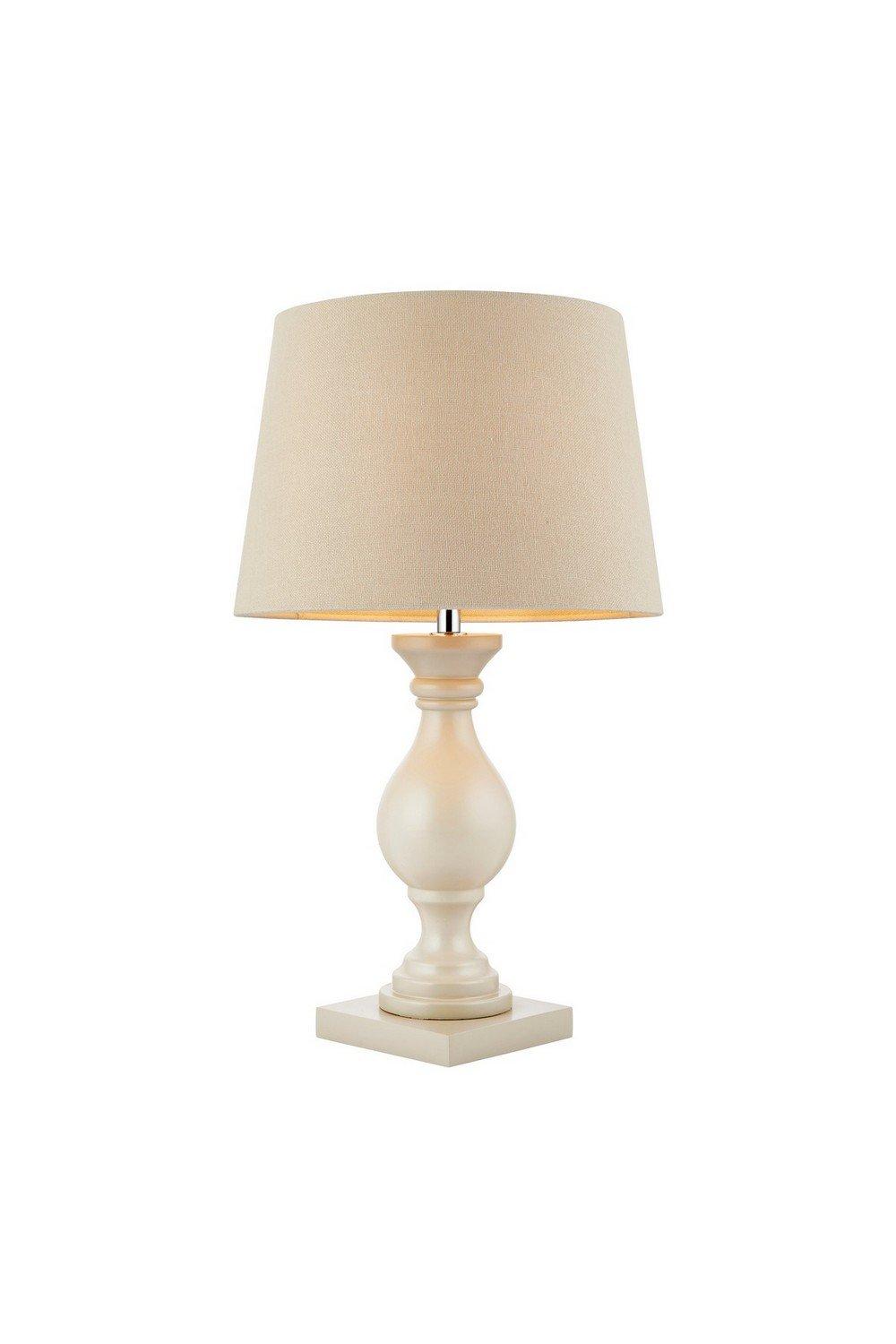 Marsham Table Lamp Linen Effect Ivory Painted Wood E14