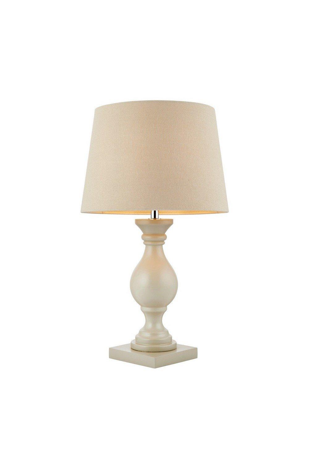 Marsham Table Lamp Ivory Linen Effect Taupe Painted Wood E14