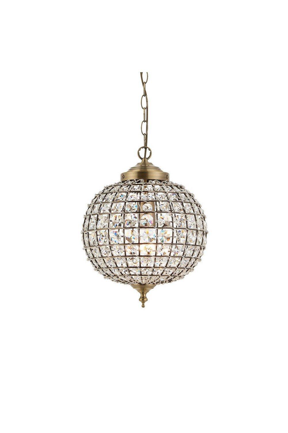 Tanaro 1 Light Ceiling Globe Pendant Antique Brass Glass E27
