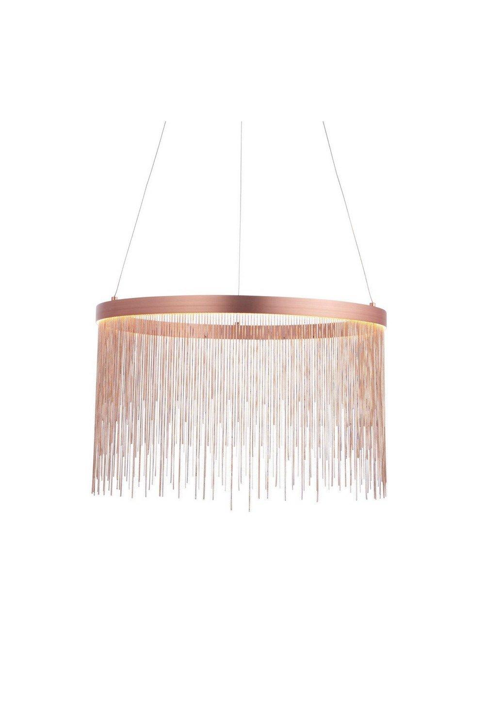 Zelma LED Pendant Light Fine Copper Chain Waterfall Effect Brushed Copper Warm White