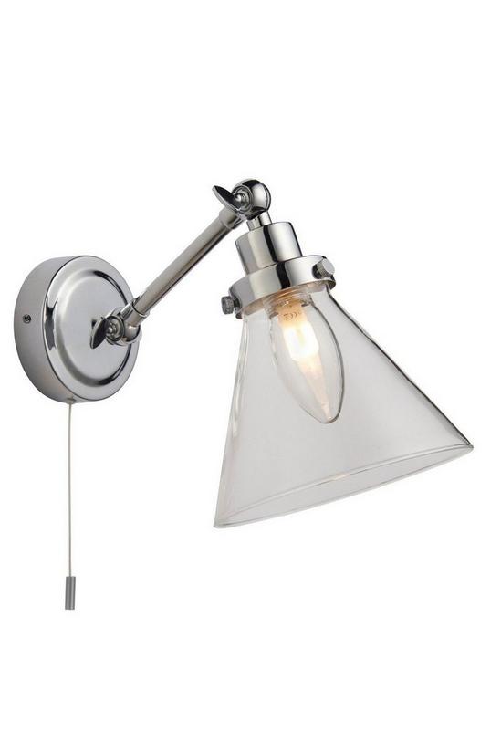 Netlighting Faraday Bathroom Adjustable Dome Wall Light with Pull Cord Chrome Glass Shade 1