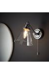 Netlighting Faraday Bathroom Adjustable Dome Wall Light with Pull Cord Chrome Glass Shade thumbnail 2
