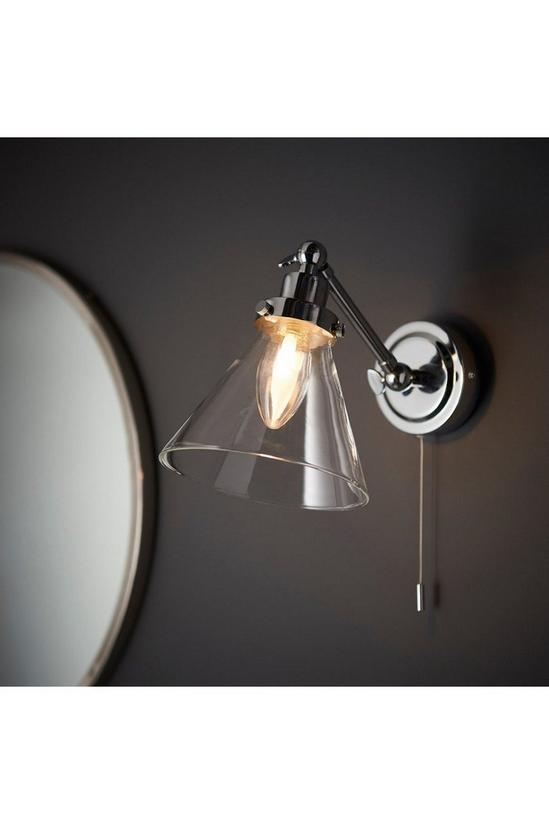 Netlighting Faraday Bathroom Adjustable Dome Wall Light with Pull Cord Chrome Glass Shade 2