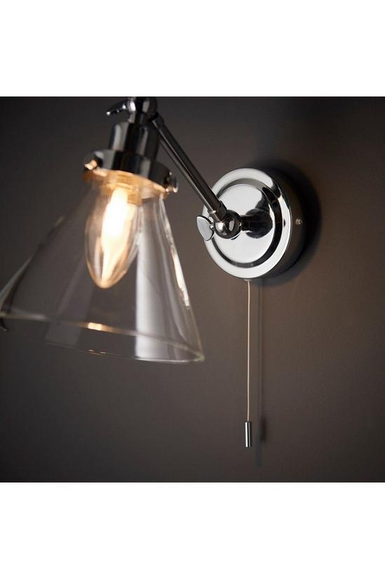 Netlighting Faraday Bathroom Adjustable Dome Wall Light with Pull Cord Chrome Glass Shade 3
