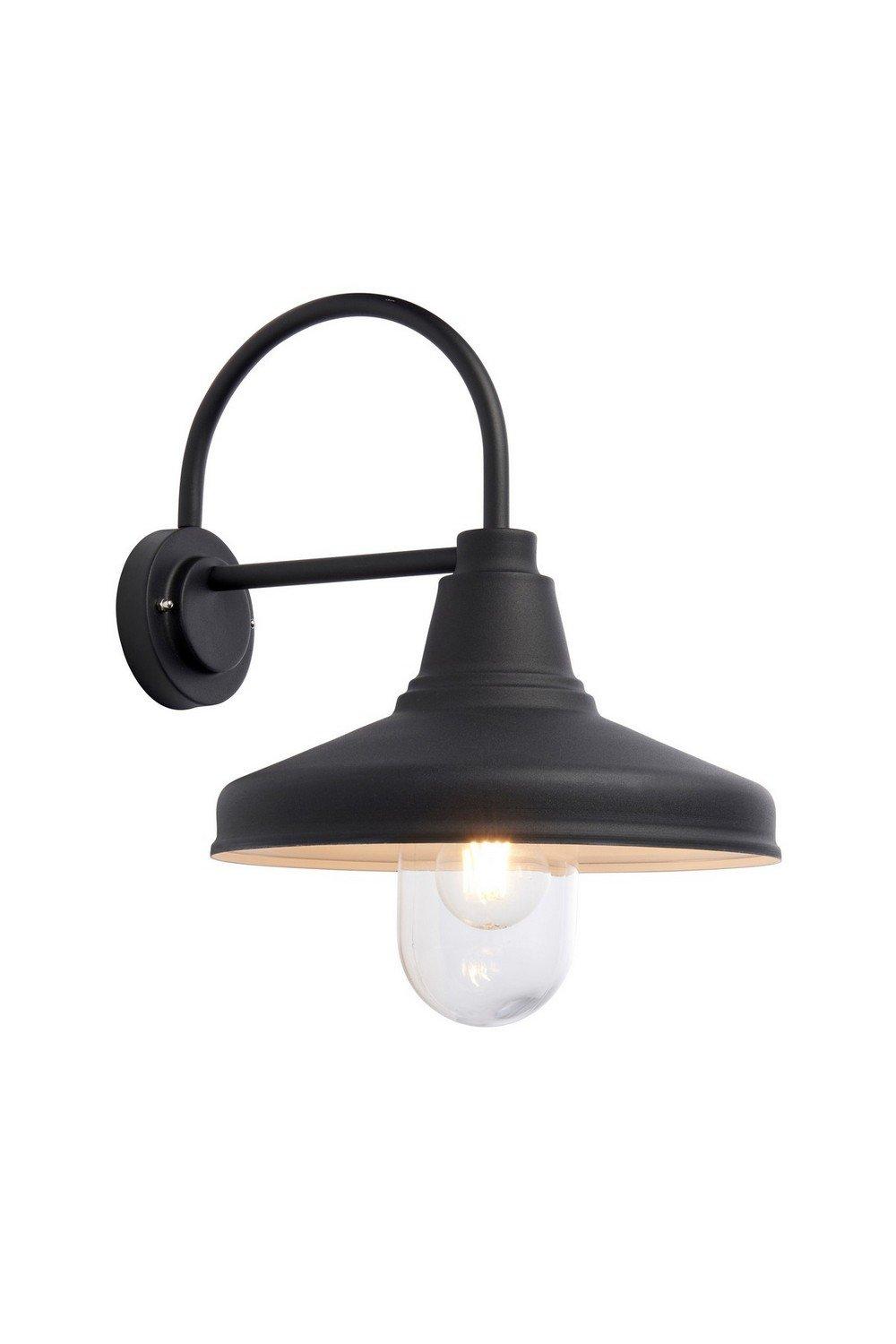 Farmhouse Traditional Outdoor Dome Wall Light Textured Black Glass Shade IP44