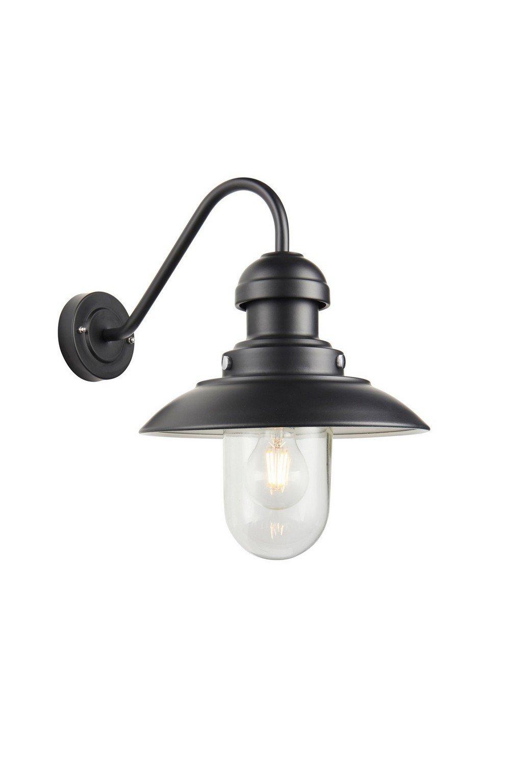 Hereford Traditional Outdoor Dome Wall Light Matt Black Glass Shade IP44