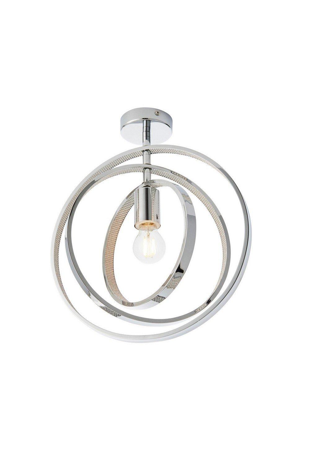 Merola Contemporary Designer Crystal LED Spherical Semi Flush Ceiling Light Chrome Warm White IP44