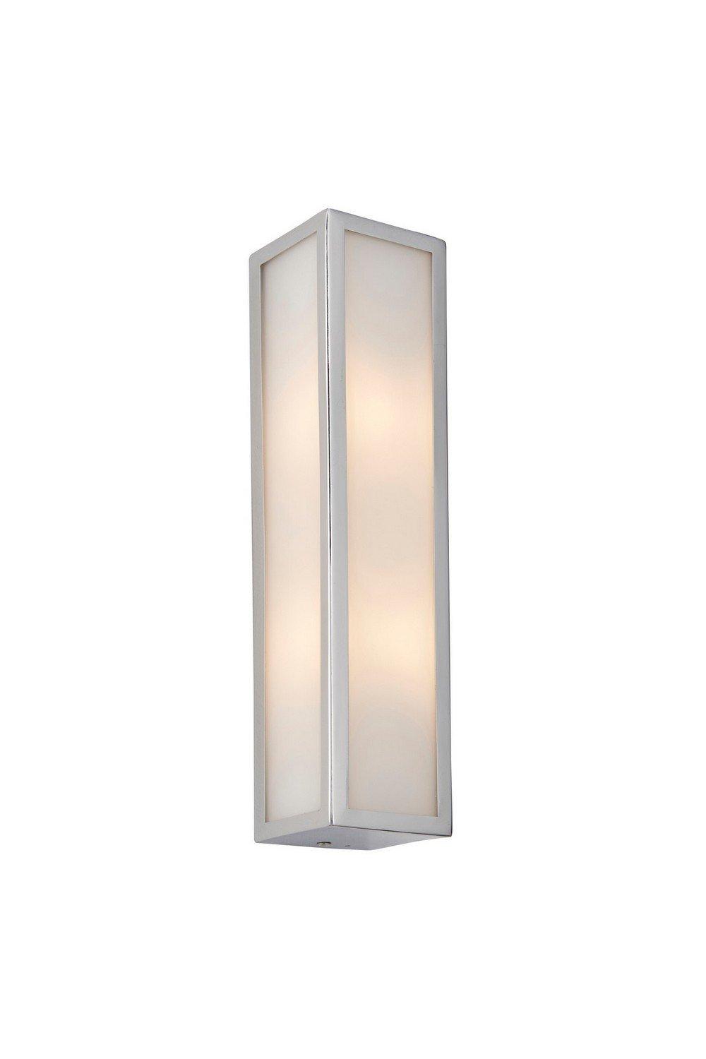 Newham Outdoor Contemporary 2 Light Wall Lamp Chrome Frosted Glass
