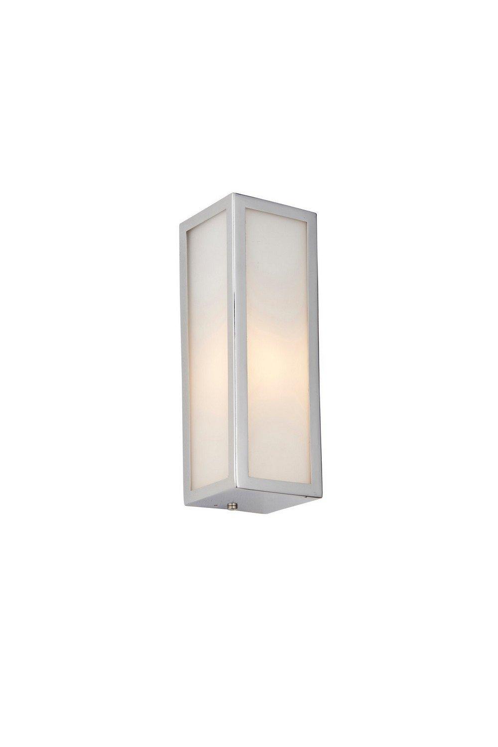 Newham Outdoor Contemporary Wall Light Chrome Frosted Glass
