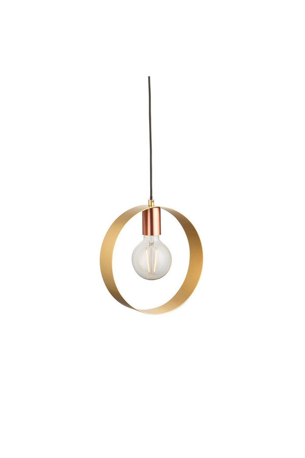 Hoop Single Pendant Ceiling Lamp Brushed Brass Nickel Copper Plate