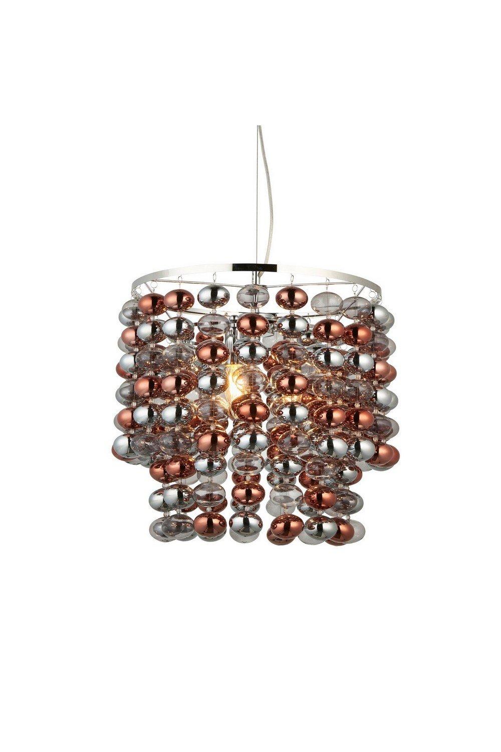 Esme Single Pendant Ceiling Lamp Chrome Plated With Grey Tinted Chrome Copper Plated Glass