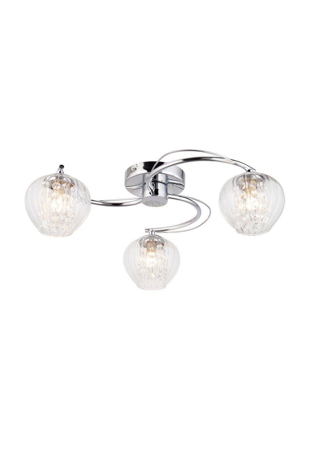 Mesmer Multi Arm Glass Semi Flush Ceiling Lamp Chrome Plate With Glass Glass Beads