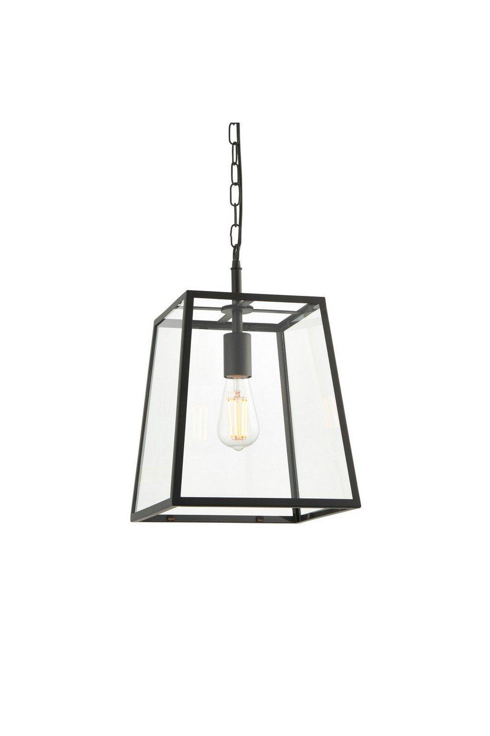 Hurst Single Pendant Ceiling Lamp Matt Black Glass
