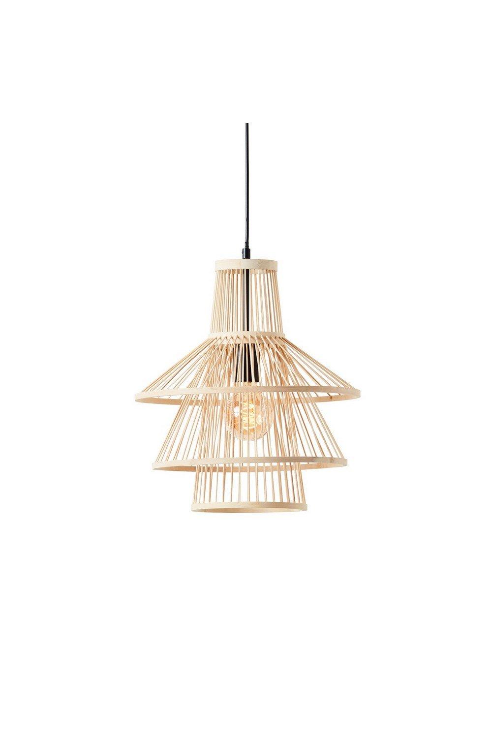 Minato Single Pendant Ceiling Lamp Natural Bamboo Matt Black