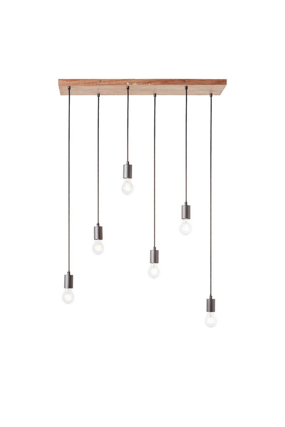 Stellan Plate Pendant Ceiling Lamp Oak Stained Plywood Anthracite Finish