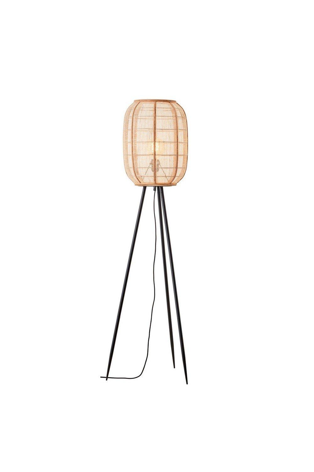 Zaire Complete Floor Lamp Natural Linen Natural Bamboo Matt Black