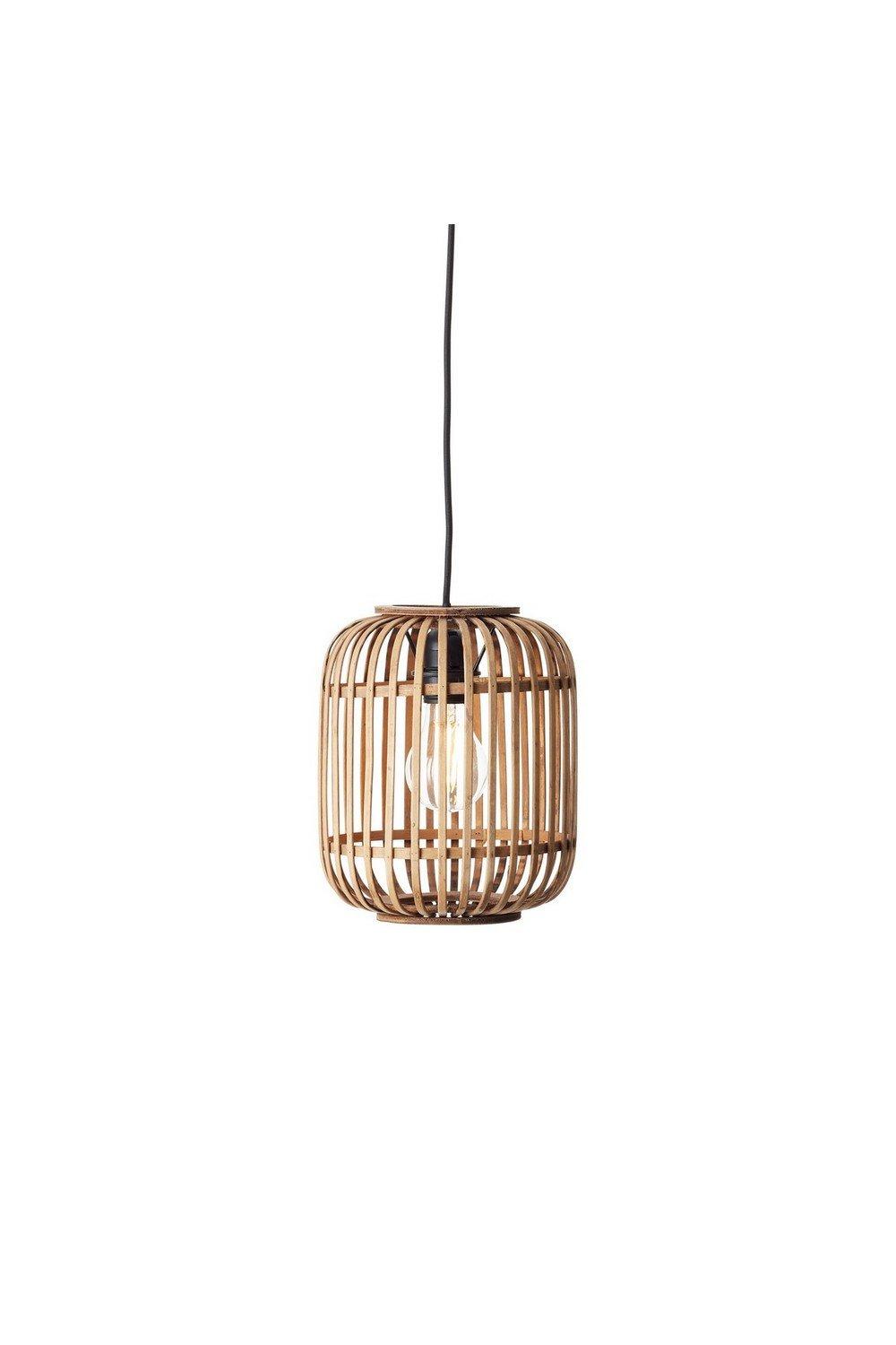Mathias Single Pendant Ceiling Lamp Natural Bamboo Plywood Matt Black Paint