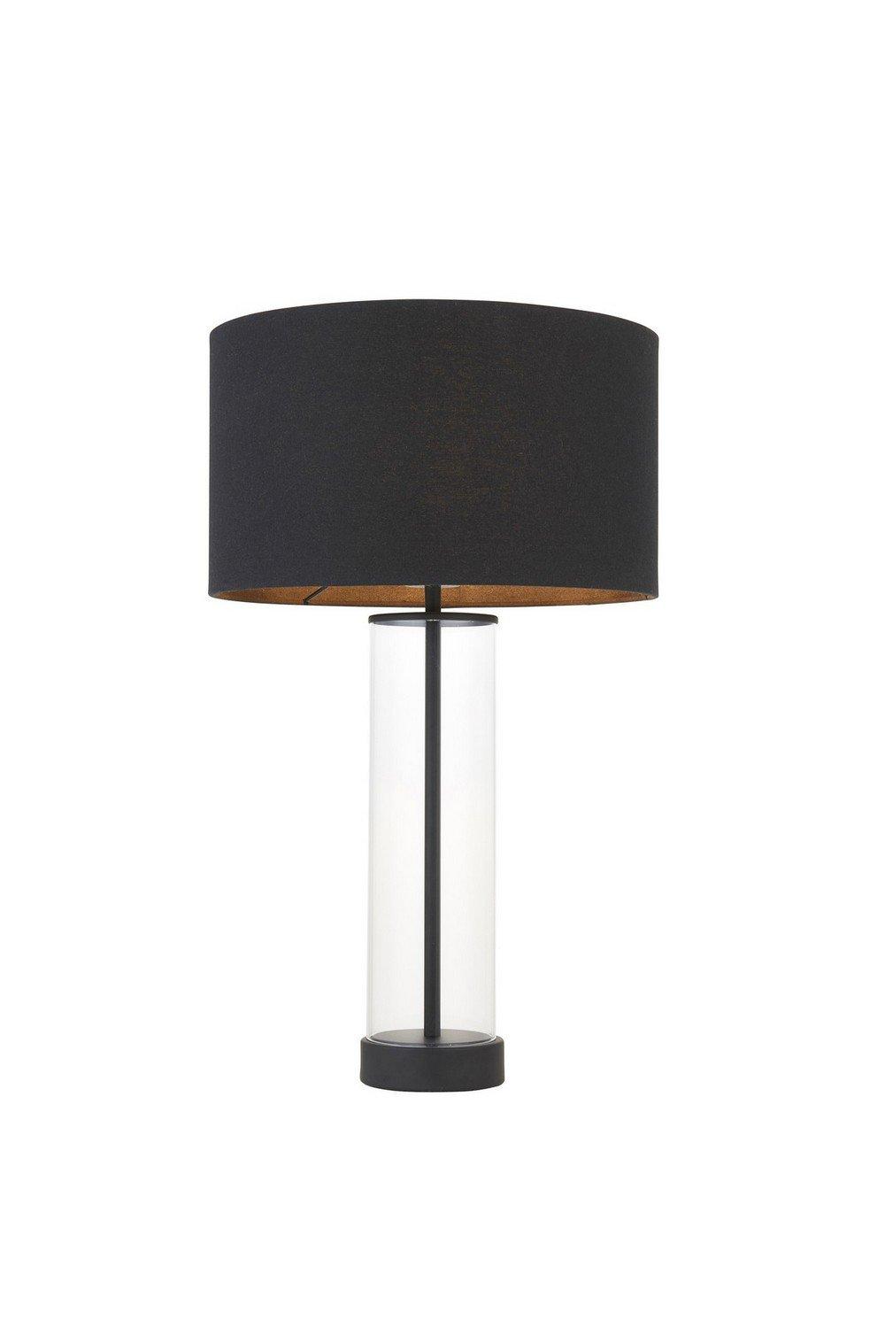Lessina Complete Table Lamp Matt Black Glass Black Cotton Fabric
