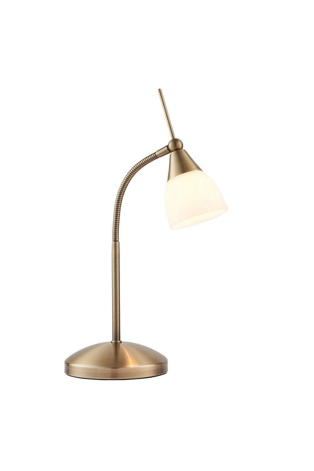 Range Table Lamp Antique Brass White Glass G9