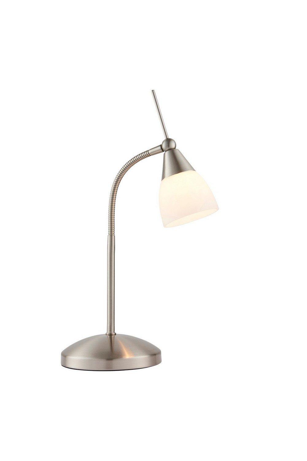Range Table Lamp Satin Chrome White Glass G9