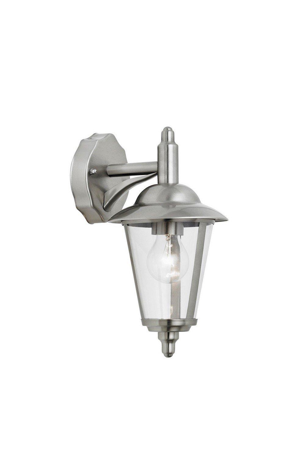 Klien 1 Light Outdoor Wall Lantern Polished Stainless Steel Clear Polycarbonate IP44 E27
