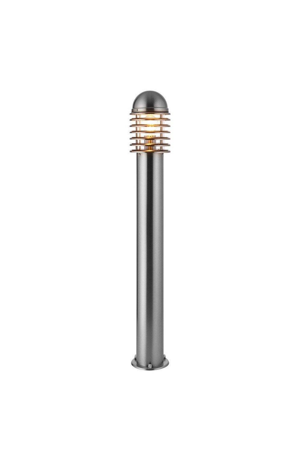 Louvre Outdoor Bollard Light Polished Stainless Steel Clear Polycarbonate IP44 E27