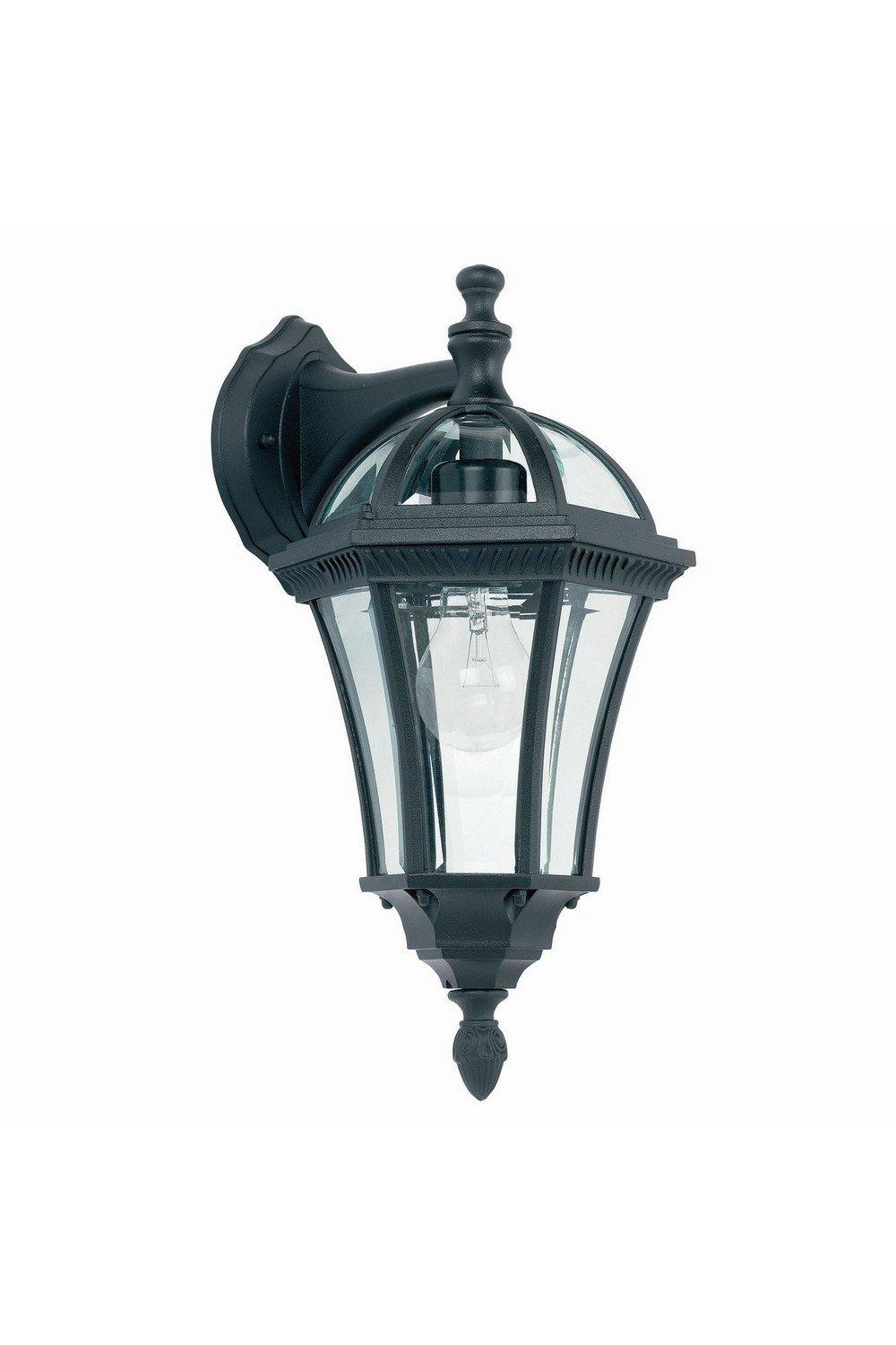 Drayton 1 Light Outdoor Wall Lantern Clear Glass Black Paint IP44 E27