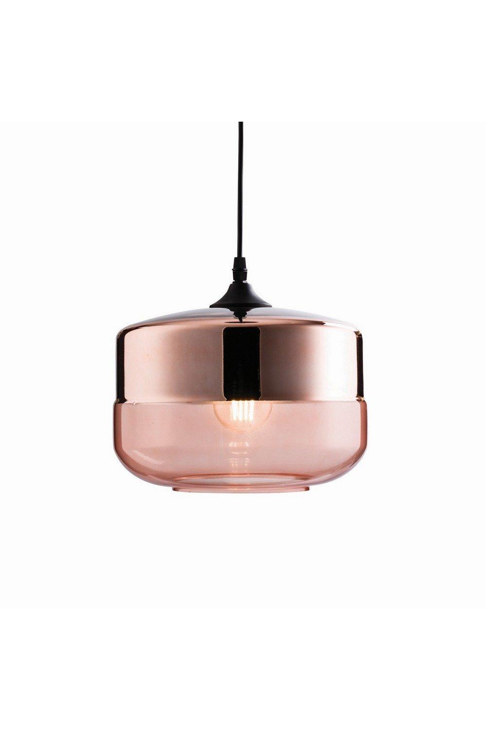 Willis 1 Light Ceiling Pendant Cognac Tinted Copper Plated Glass E27