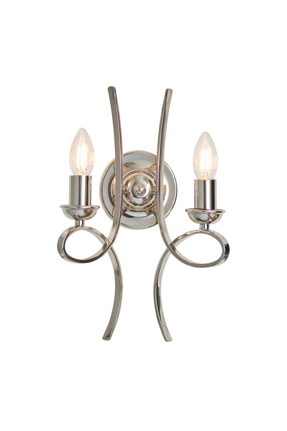 Penn 2 Light Indoor Twin Candle Wall Light Polished Nickel Plate E14