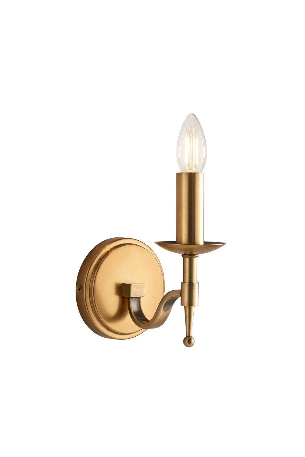 Stanford 1 Light Indoor Candle Wall Light Antique Brass E14