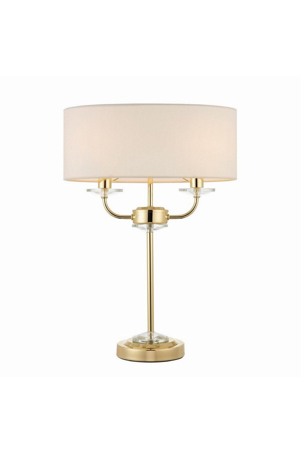 Nixon 2 Light Table Lamp Brass Crystal Glass E14