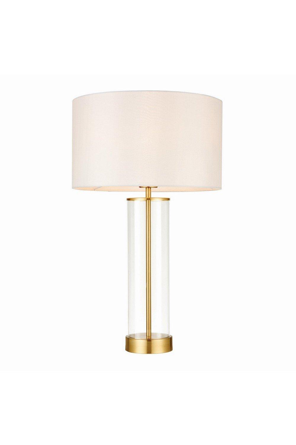 Lessina Table Lamp Satin Brushed Gold Vintage White Silk Effect E27