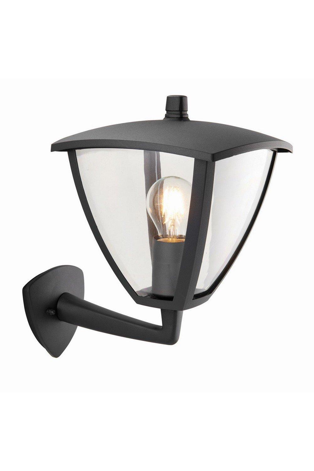 Seraph 1 Light Outdoor Wall Lantern Clear Polycarbonate Grey Paint IP44 E27