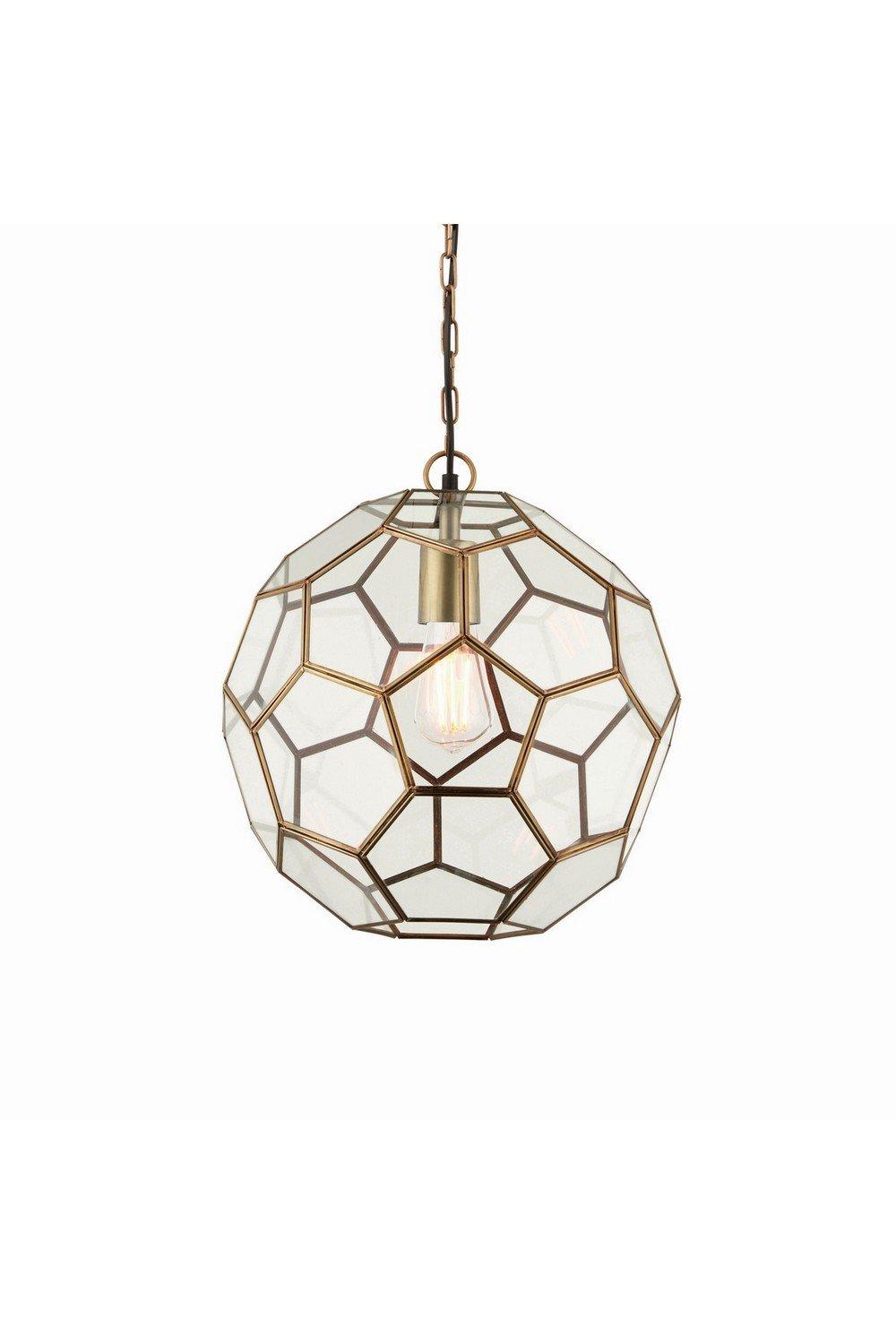 Miele 1 Light Spherical Ceiling Pendant Antique Brass Glass E27