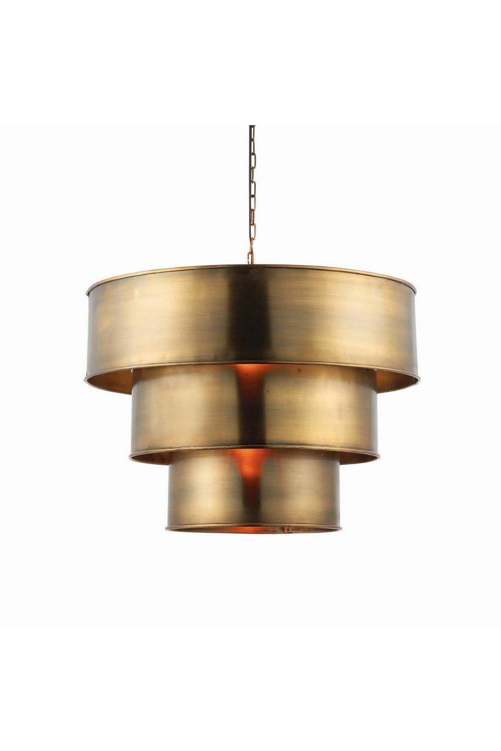 Morad 1 Light Cylindrical Ceiling Pendant Antique Brass E27