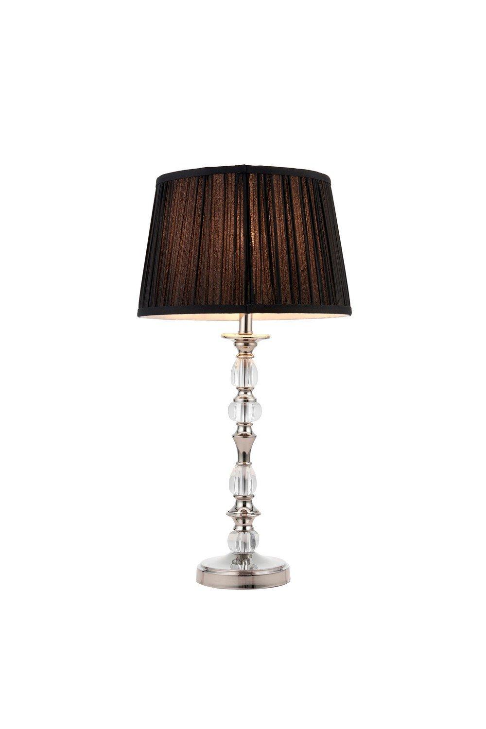 Polina 1 Light Medium Table Lamp Polished Nickel Plate with Black Shade E27