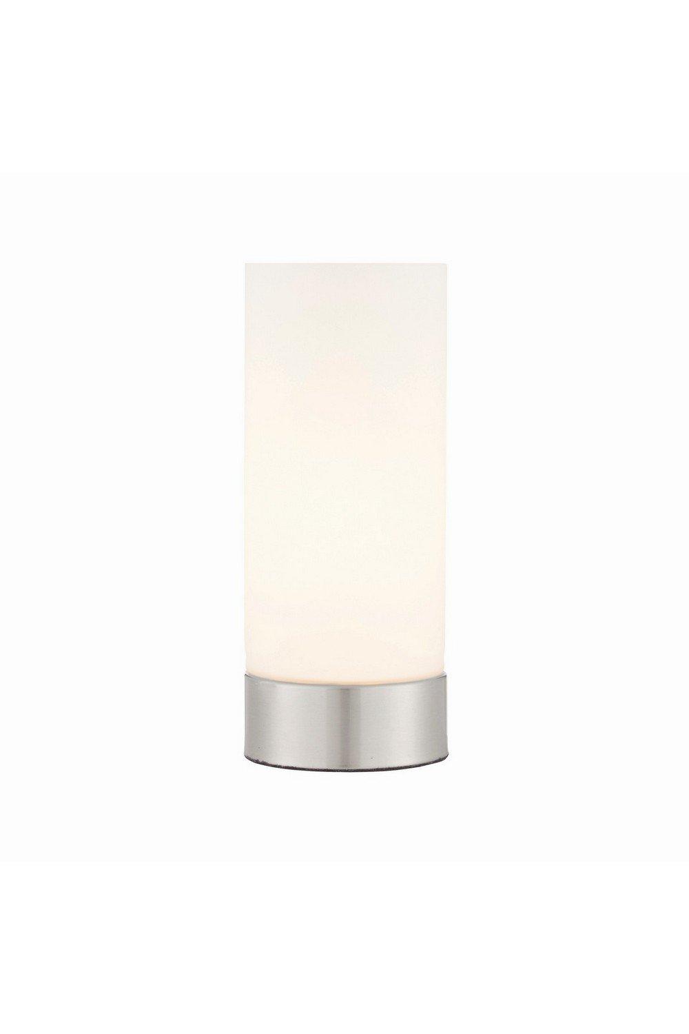 Dara 1 Light Table Lamp Brushed Nickel Matt Opal Duplex Glass E14