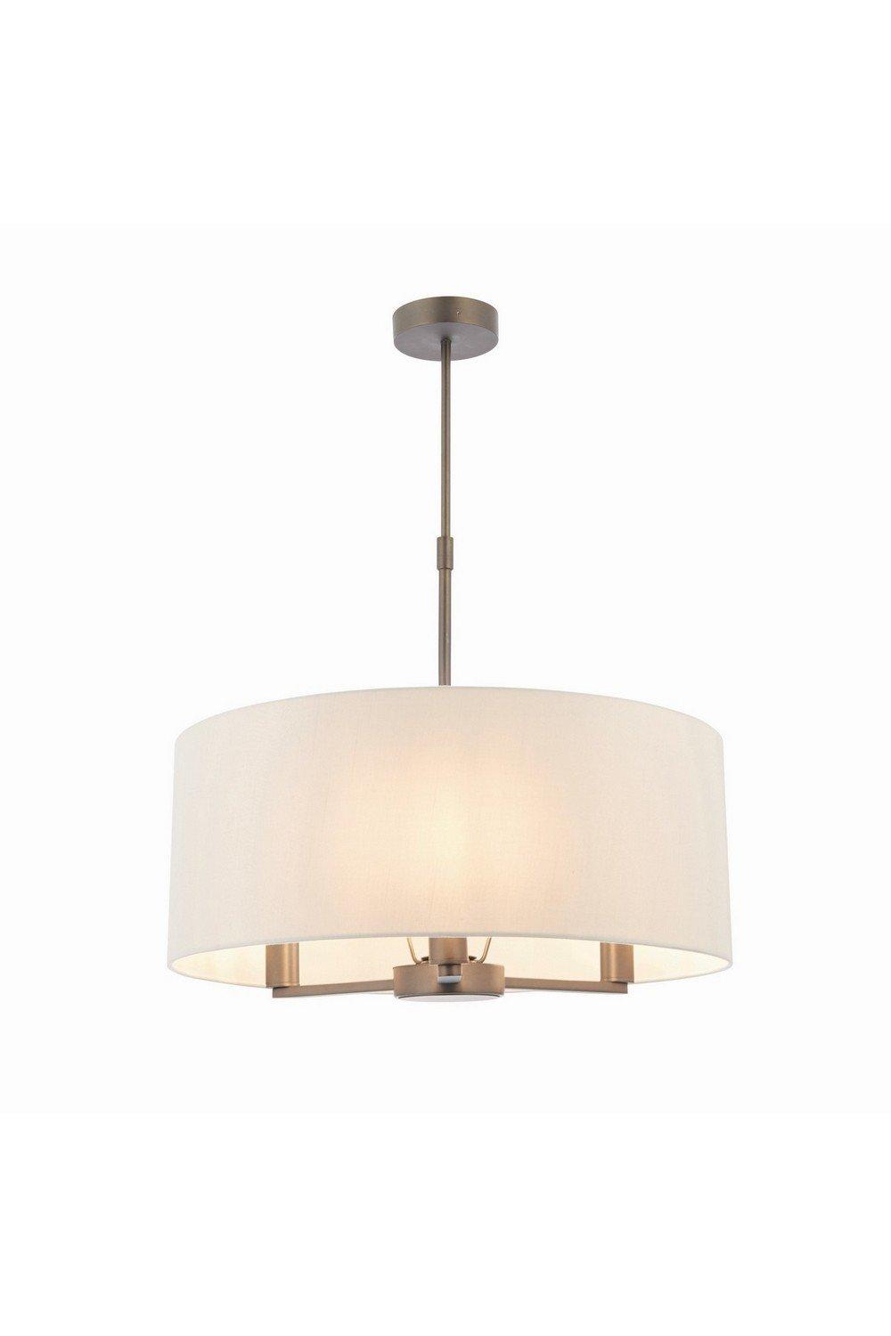 Daley Multi Arm Cylindrical Pendant Light Antique Bronze Plate Marble Fabric