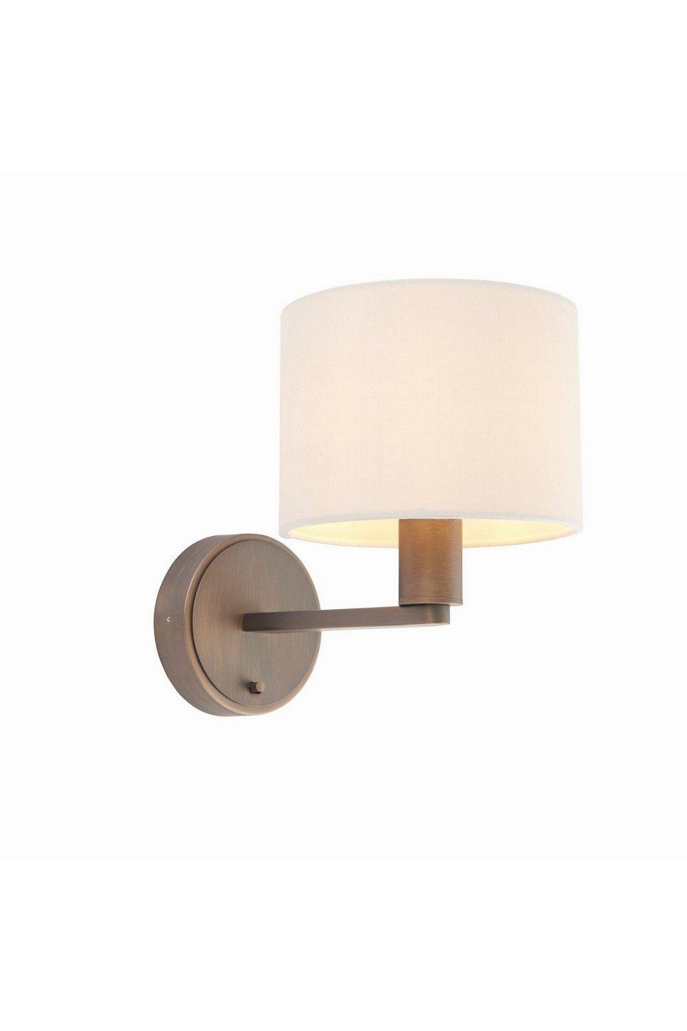 Daley Wall Lamp Antique Bronze Plate Marble Fabric Round Shade With Usb Socket