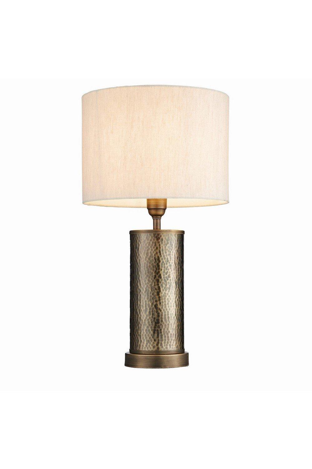 Indara 1 Light Table Lamp Aged Bronze Aged Hammered Bronze Plate E27
