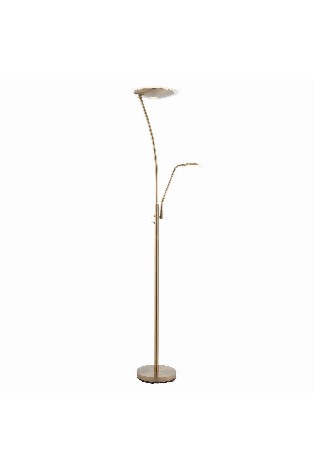 Alassio LED 1 Light Floor Lamp Antique Brass And Frosted Plastic